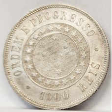 BRAZIL 1889 . ONE THOUSAND 1,000 REIS COIN